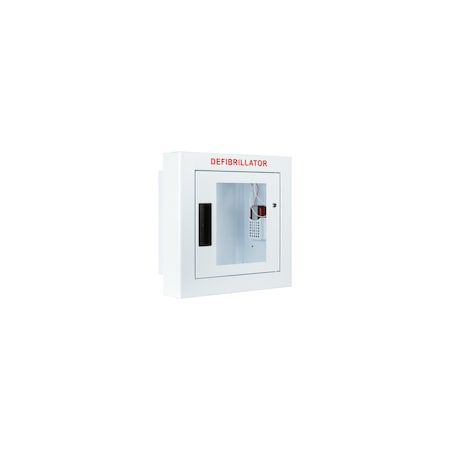 Semi Recessed, Alarmed And Strobed, Compact AED Cabinet